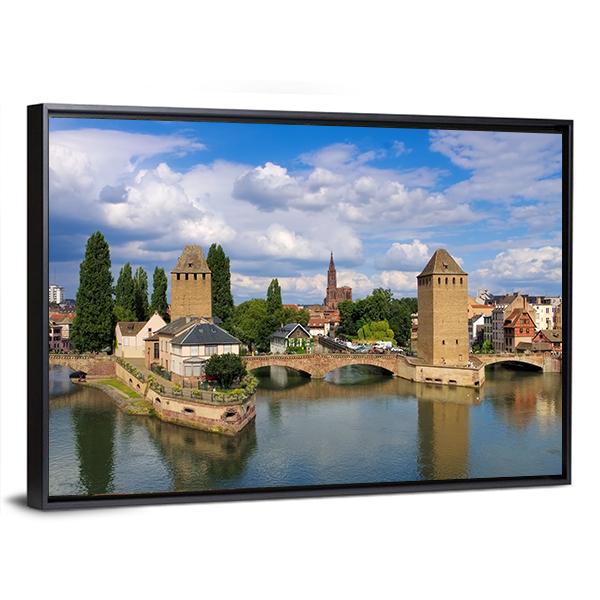 Skyline Strasbourg In Alsace Canvas Wall Art-3 Horizontal-Gallery Wrap-25" x 16"-Tiaracle
