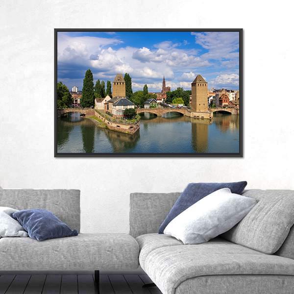 Skyline Strasbourg In Alsace Canvas Wall Art-3 Horizontal-Gallery Wrap-25" x 16"-Tiaracle