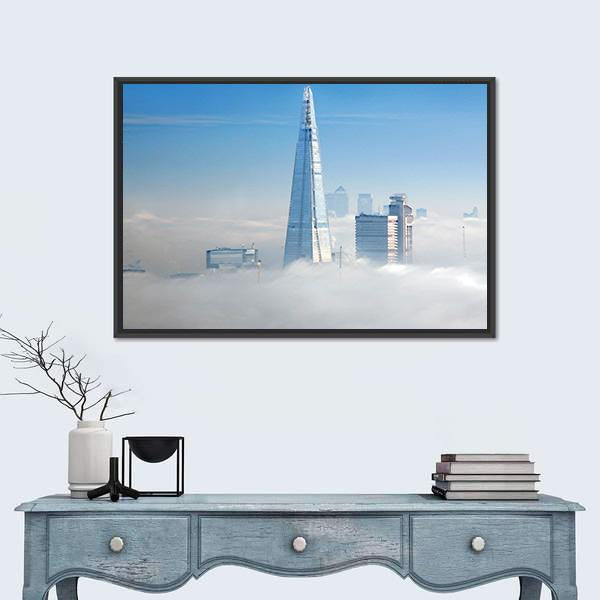 Skyscrapers In Fog Seen From London Eye Canvas Wall Art-1 Piece-Floating Frame-24" x 16"-Tiaracle