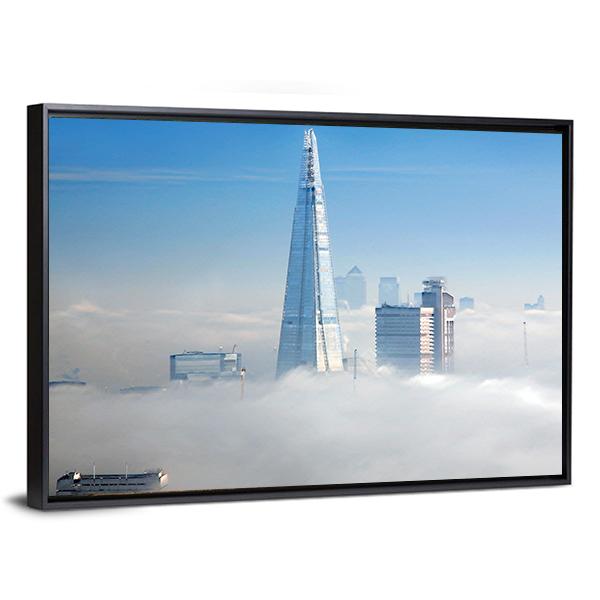 Skyscrapers In Fog Seen From London Eye Canvas Wall Art-3 Horizontal-Gallery Wrap-25" x 16"-Tiaracle