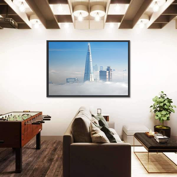 Skyscrapers In Fog Seen From London Eye Canvas Wall Art-3 Horizontal-Gallery Wrap-25" x 16"-Tiaracle