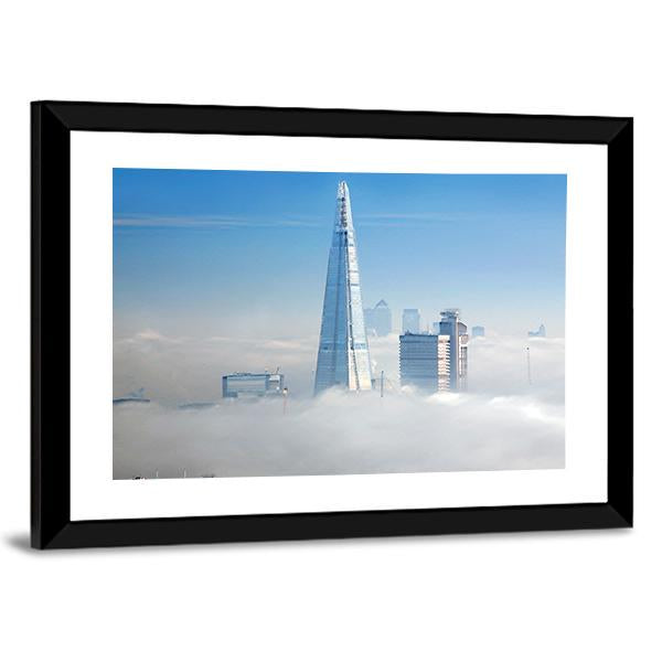 Skyscrapers In Fog Seen From London Eye Canvas Wall Art-3 Horizontal-Gallery Wrap-25" x 16"-Tiaracle