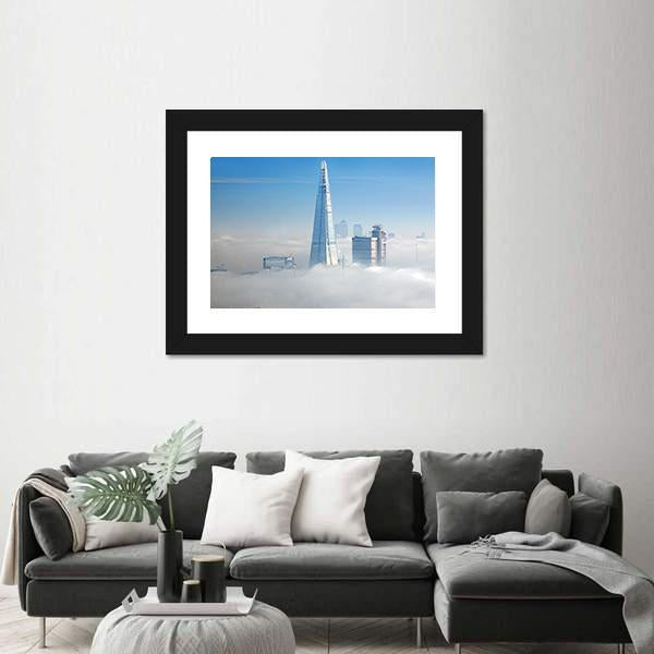 Skyscrapers In Fog Seen From London Eye Canvas Wall Art-3 Horizontal-Gallery Wrap-25" x 16"-Tiaracle