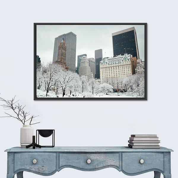 Skyscrapers In Midtown Manhattan Canvas Wall Art-1 Piece-Floating Frame-24" x 16"-Tiaracle