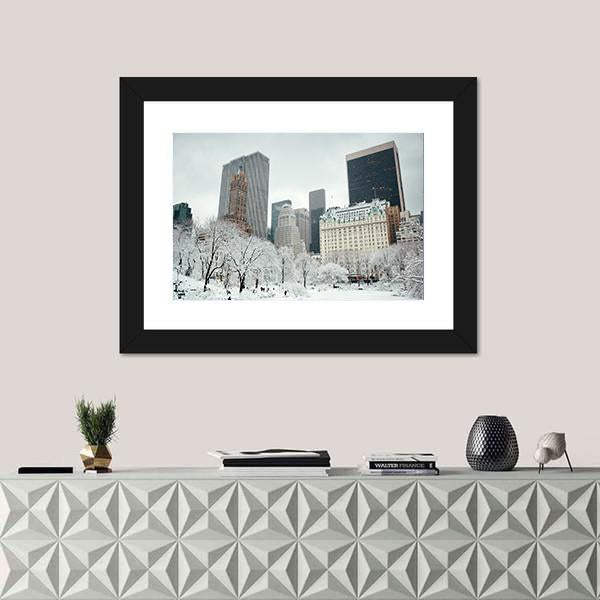 Skyscrapers In Midtown Manhattan Canvas Wall Art-1 Piece-Framed Print-20" x 16"-Tiaracle
