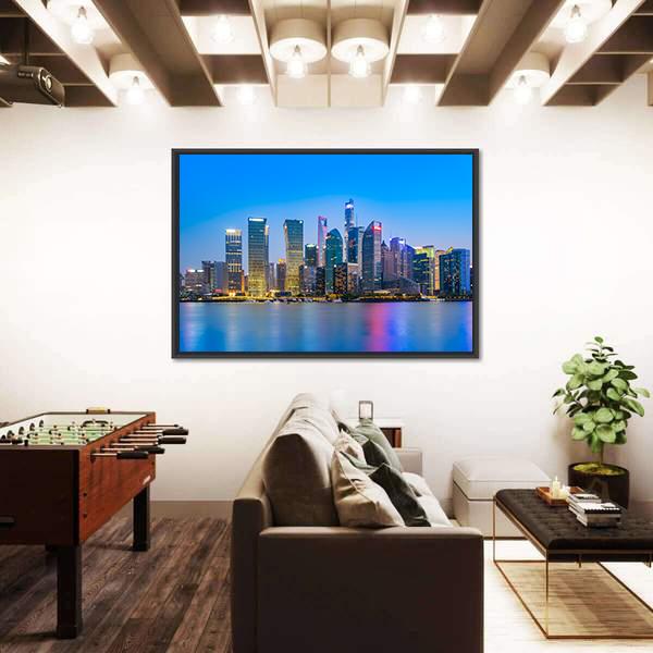 Skyscrapers In Shanghai Financial District Canvas Wall Art-1 Piece-Floating Frame-24&quot; x 16&quot;-Tiaracle