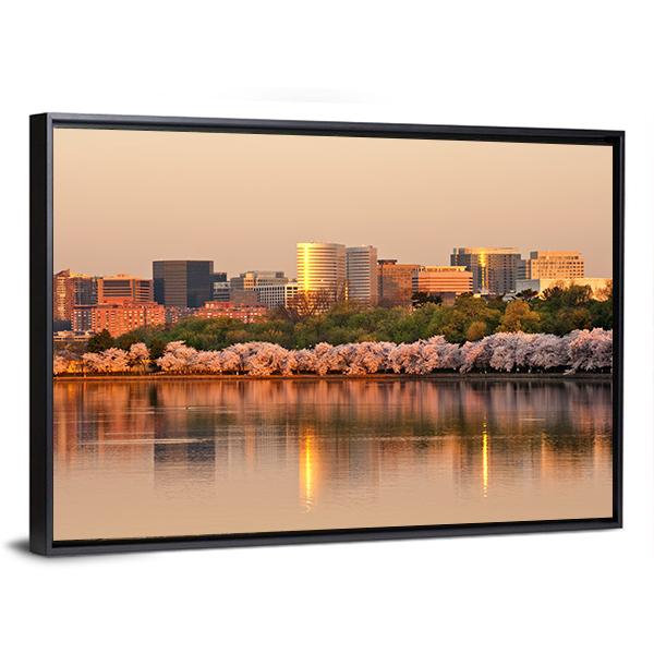 Skyscrapers Of Rosslyn Canvas Wall Art-5 Horizontal-Gallery Wrap-22" x 12"-Tiaracle
