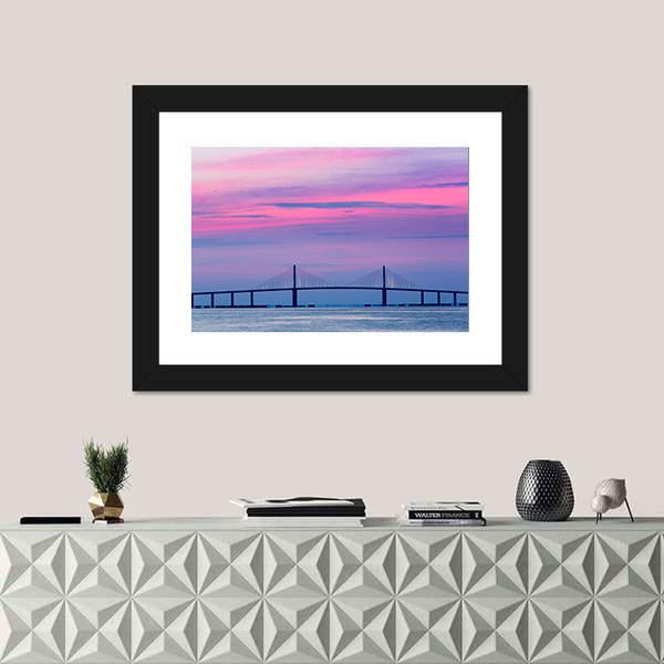 Skyway Bridge Canvas Wall Art-1 Piece-Framed Print-20" x 16"-Tiaracle