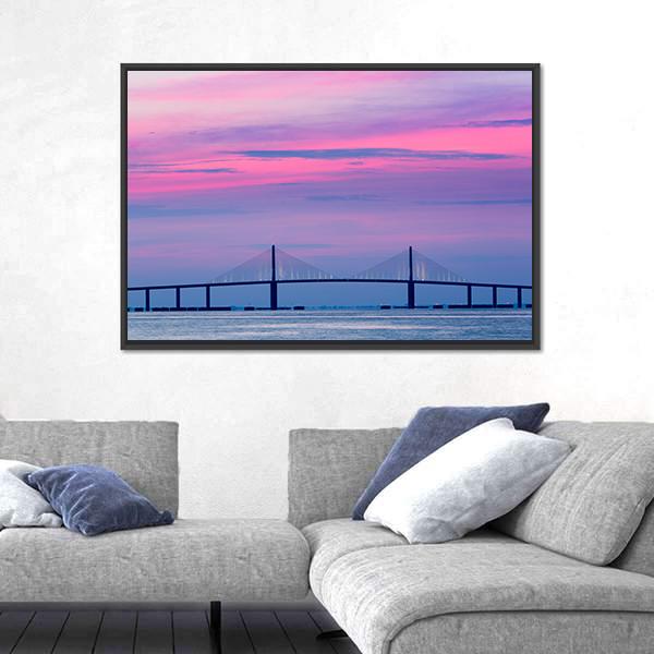 Skyway Bridge Canvas Wall Art-3 Horizontal-Gallery Wrap-25" x 16"-Tiaracle