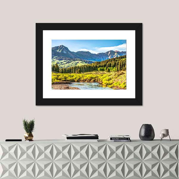 Slate River In Foreground Canvas Wall Art-1 Piece-Framed Print-20" x 16"-Tiaracle