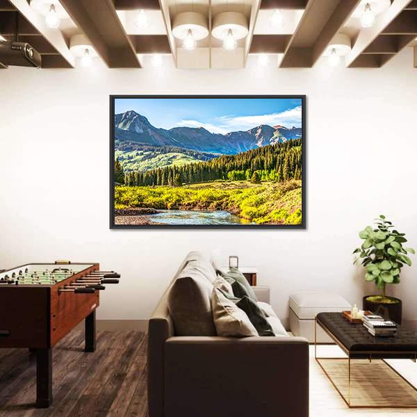 Slate River In Foreground Canvas Wall Art-3 Horizontal-Gallery Wrap-25" x 16"-Tiaracle