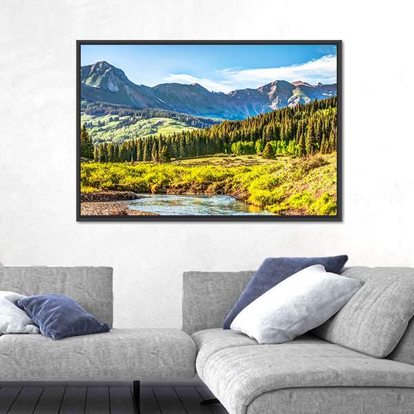 Slate River In Foreground Canvas Wall Art-3 Horizontal-Gallery Wrap-25" x 16"-Tiaracle