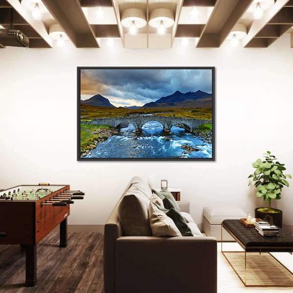 Sligachan Glen With Marsco Mountain Canvas Wall Art-1 Piece-Floating Frame-36" x 24"-Tiaracle