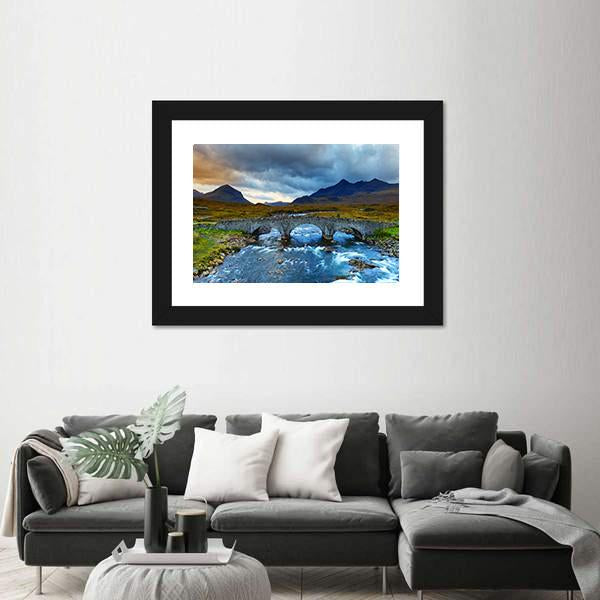 Sligachan Glen With Marsco Mountain Canvas Wall Art-1 Piece-Framed Print-42" x 14"-Tiaracle