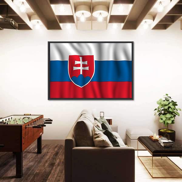 Slovakia National Flag Illustration Canvas Wall Art-1 Piece-Floating Frame-24" x 16"-Tiaracle