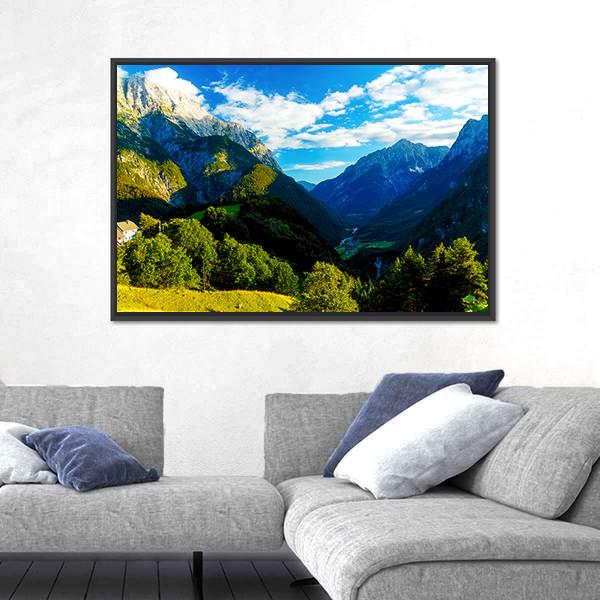 Slovenia Mountain And Valley Canvas Wall Art-3 Horizontal-Gallery Wrap-25" x 16"-Tiaracle