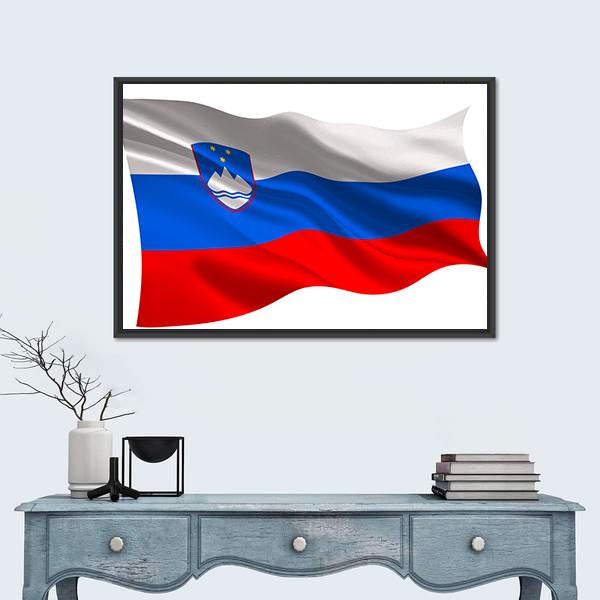 Slovenia National Flag Canvas Wall Art-1 Piece-Floating Frame-36" x 24"-Tiaracle