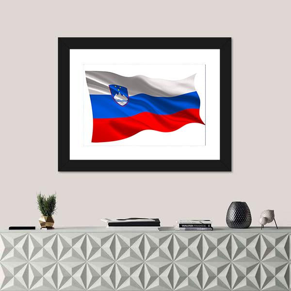 Slovenia National Flag Canvas Wall Art-1 Piece-Framed Print-42" x 14"-Tiaracle