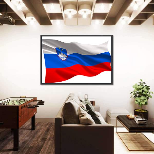 Slovenia National Flag Canvas Wall Art-5 Horizontal-Gallery Wrap-22" x 12"-Tiaracle