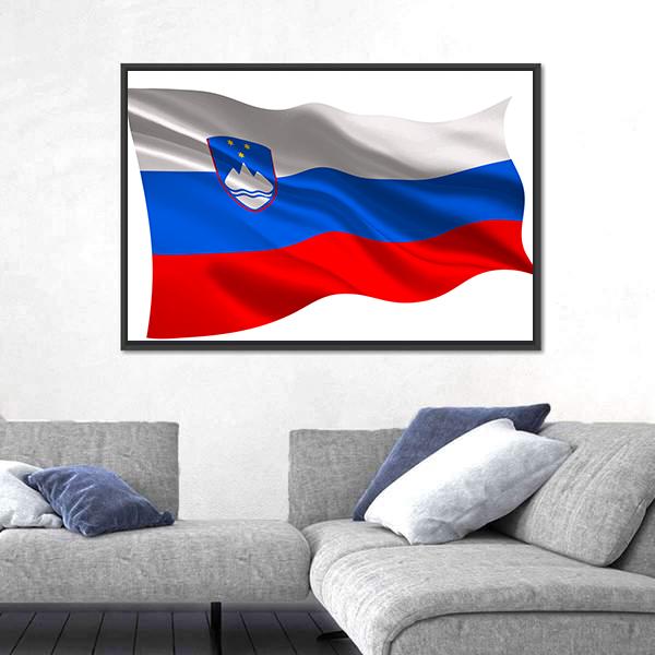 Slovenia National Flag Canvas Wall Art-5 Horizontal-Gallery Wrap-22" x 12"-Tiaracle