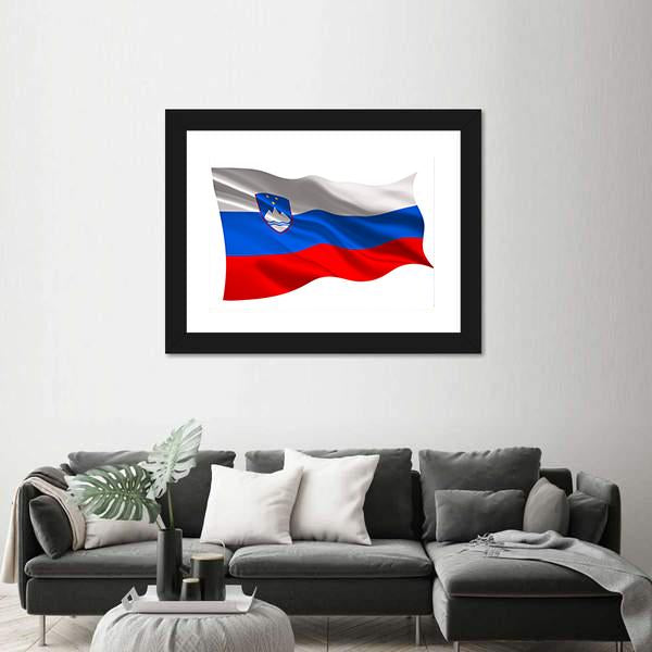 Slovenia National Flag Canvas Wall Art-5 Horizontal-Gallery Wrap-22" x 12"-Tiaracle