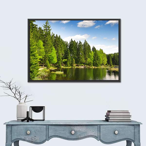 Small Arber Lake Canvas Wall Art-1 Piece-Floating Frame-24" x 16"-Tiaracle