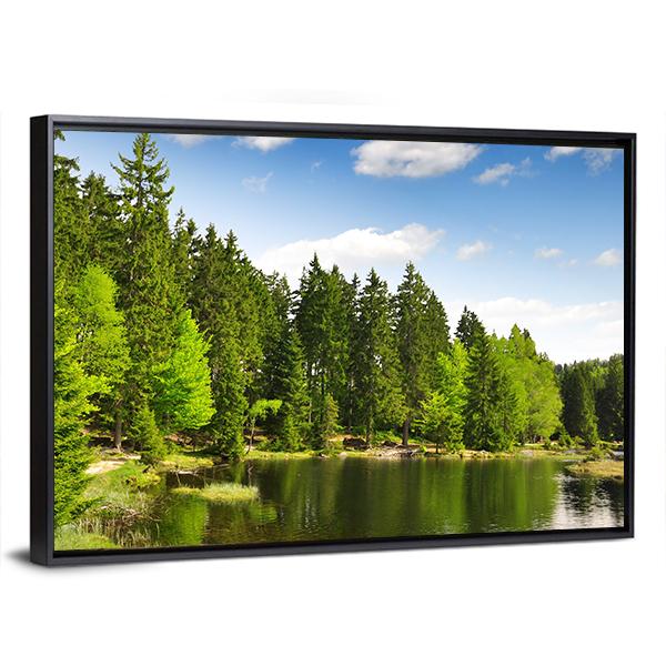 Small Arber Lake Canvas Wall Art-3 Horizontal-Gallery Wrap-25" x 16"-Tiaracle