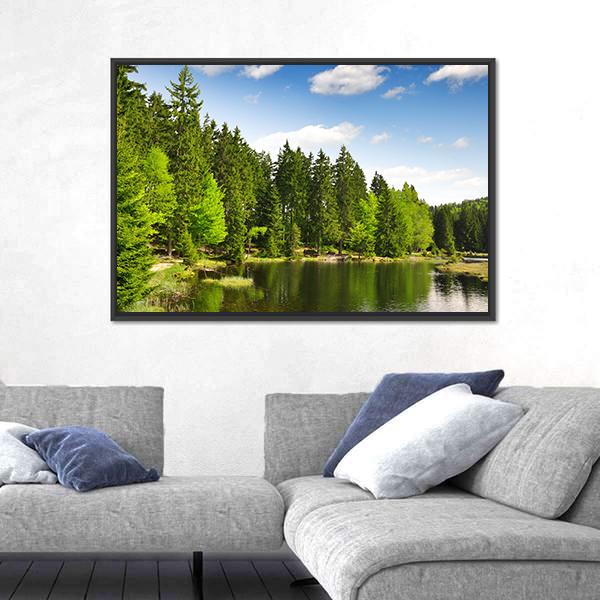 Small Arber Lake Canvas Wall Art-3 Horizontal-Gallery Wrap-25" x 16"-Tiaracle