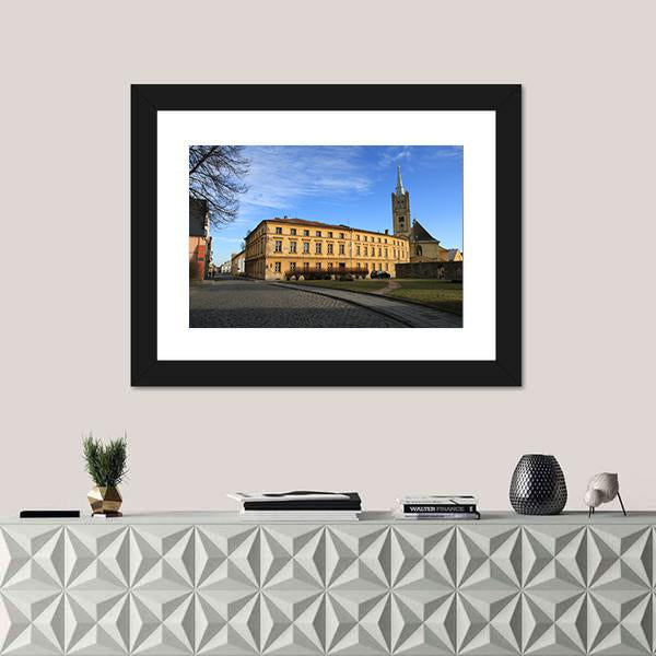 Small Church In Vidnava City Canvas Wall Art-1 Piece-Framed Print-20" x 16"-Tiaracle