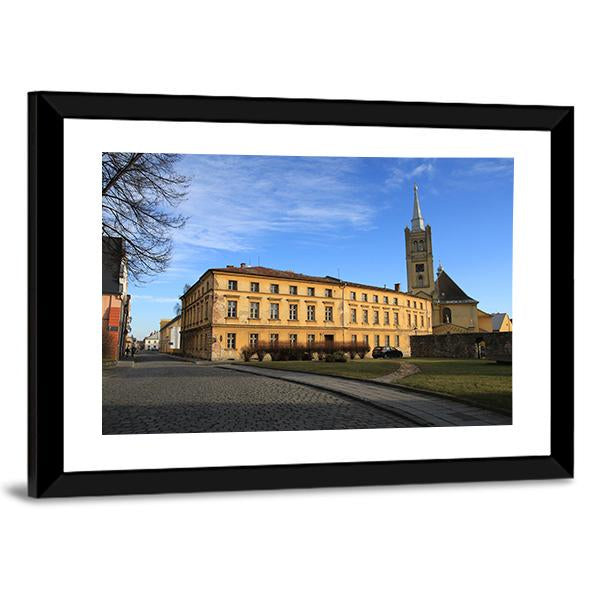 Small Church In Vidnava City Canvas Wall Art-3 Horizontal-Gallery Wrap-25" x 16"-Tiaracle