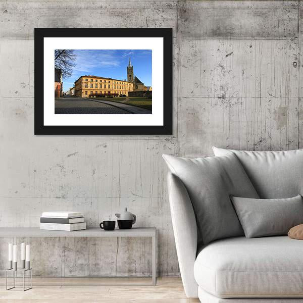 Small Church In Vidnava City Canvas Wall Art-3 Horizontal-Gallery Wrap-25" x 16"-Tiaracle