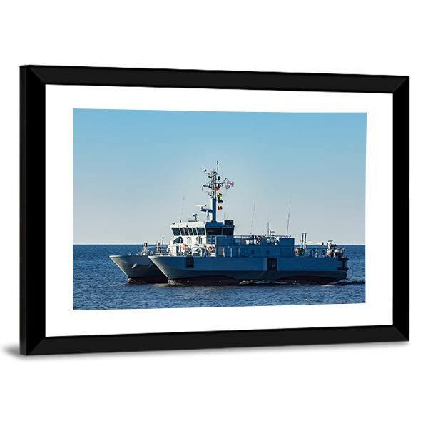 Small Grey Military Ship Canvas Wall Art-5 Horizontal-Gallery Wrap-22" x 12"-Tiaracle
