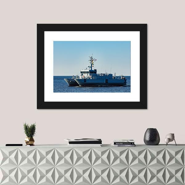 Small Grey Military Ship Canvas Wall Art-5 Horizontal-Gallery Wrap-22" x 12"-Tiaracle