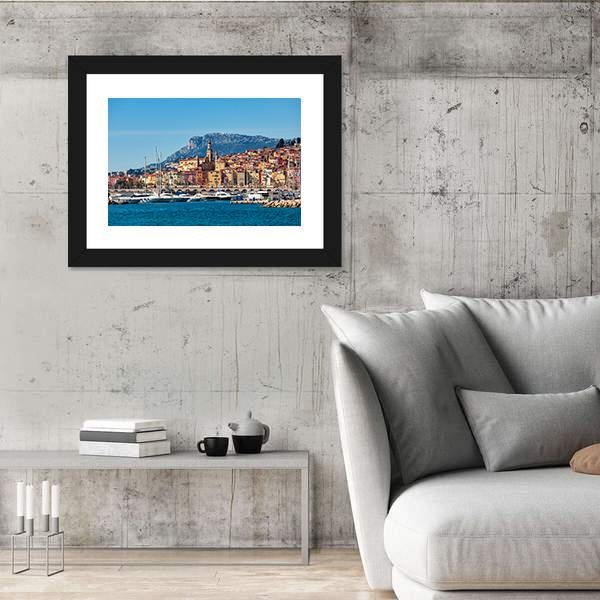 Small Harbor With Old Town Canvas Wall Art-3 Horizontal-Gallery Wrap-25" x 16"-Tiaracle