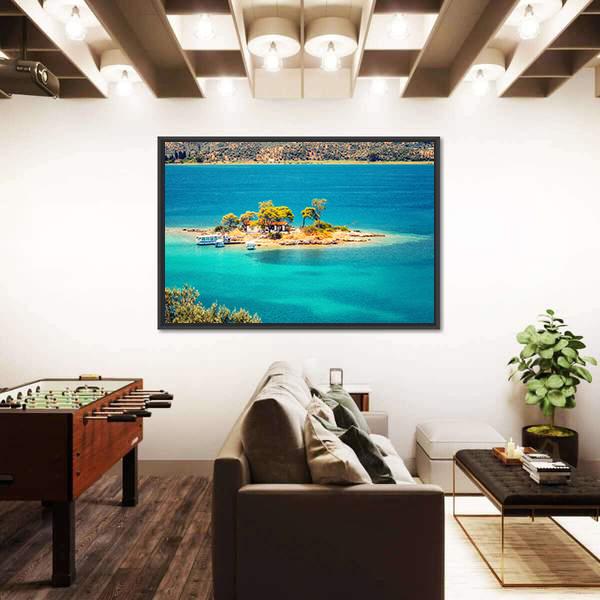 Small Island In Aegean Sea Canvas Wall Art-1 Piece-Floating Frame-24" x 16"-Tiaracle