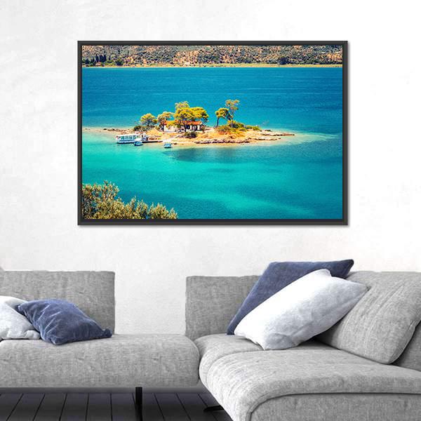 Small Island In Aegean Sea Canvas Wall Art-5 Horizontal-Gallery Wrap-22" x 12"-Tiaracle