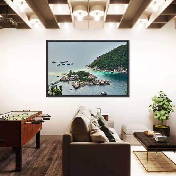Small Island Near Ko Tao In Thailand Canvas Wall Art-1 Piece-Floating Frame-24" x 16"-Tiaracle