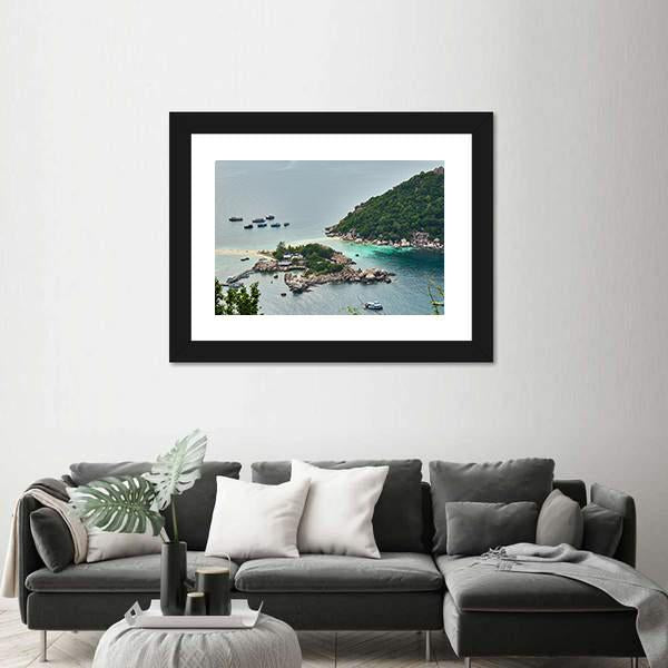 Small Island Near Ko Tao In Thailand Canvas Wall Art-1 Piece-Framed Print-20" x 16"-Tiaracle