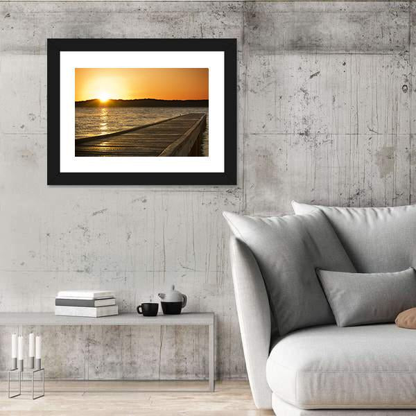 Small Jetty Sticks Out Onto The Lake At Sunrise Canvas Wall Art-3 Horizontal-Gallery Wrap-25" x 16"-Tiaracle