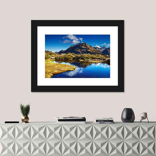 Small Lake At The Key Summit In New Zealand Canvas Wall Art-1 Piece-Framed Print-20" x 16"-Tiaracle