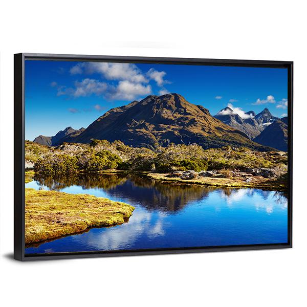 Small Lake At The Key Summit In New Zealand Canvas Wall Art-3 Horizontal-Gallery Wrap-25" x 16"-Tiaracle