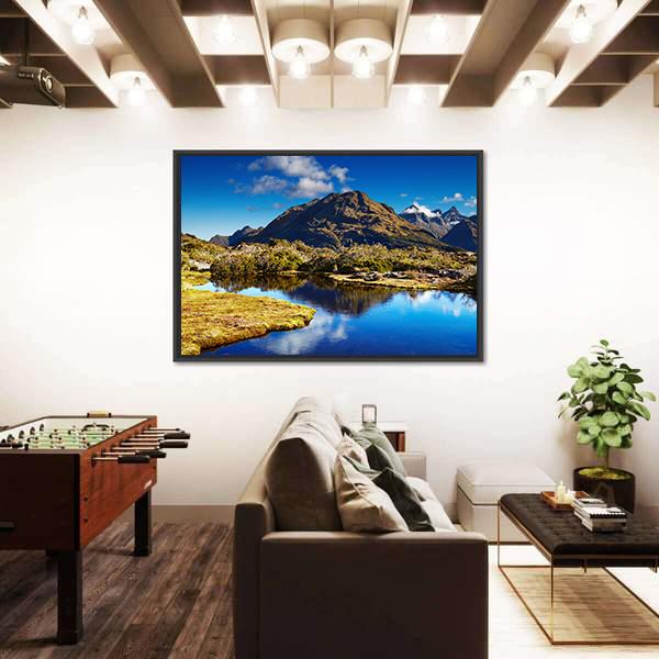 Small Lake At The Key Summit In New Zealand Canvas Wall Art-3 Horizontal-Gallery Wrap-25" x 16"-Tiaracle