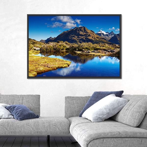 Small Lake At The Key Summit In New Zealand Canvas Wall Art-3 Horizontal-Gallery Wrap-25" x 16"-Tiaracle