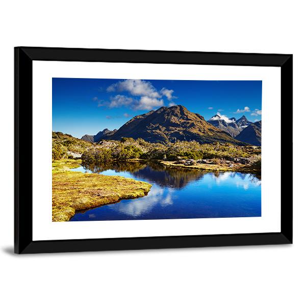 Small Lake At The Key Summit In New Zealand Canvas Wall Art-3 Horizontal-Gallery Wrap-25" x 16"-Tiaracle
