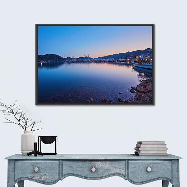 Small Port Of Kekova Canvas Wall Art-1 Piece-Floating Frame-24" x 16"-Tiaracle