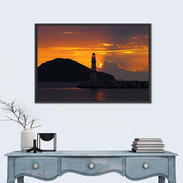 Small Seaside Town Turgutreis Canvas Wall Art-1 Piece-Floating Frame-24" x 16"-Tiaracle