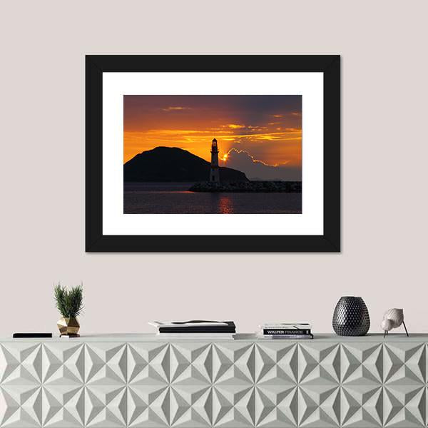 Small Seaside Town Turgutreis Canvas Wall Art-1 Piece-Framed Print-20" x 16"-Tiaracle