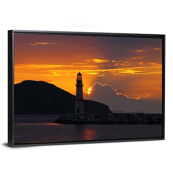 Small Seaside Town Turgutreis Canvas Wall Art-3 Horizontal-Gallery Wrap-25" x 16"-Tiaracle