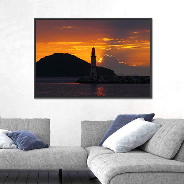 Small Seaside Town Turgutreis Canvas Wall Art-3 Horizontal-Gallery Wrap-25" x 16"-Tiaracle
