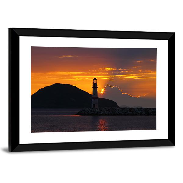 Small Seaside Town Turgutreis Canvas Wall Art-3 Horizontal-Gallery Wrap-25" x 16"-Tiaracle